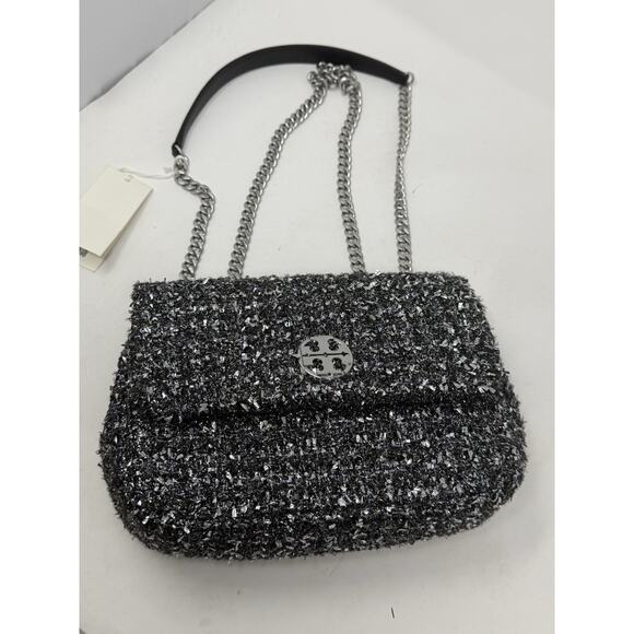 Tory Burch Willa Metallic tweed grey black bag crossbody - Picture 5 of 5